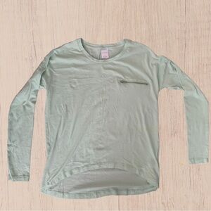Vero‎ moda organic cotton long sleeve shirt zip pocket size XSmall mint green